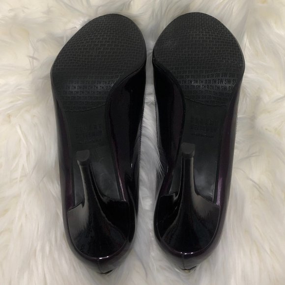 Stuart Weitzman Avignon Grape Soft Patent Peep Toe Heels - Size 7B - Picture 8 of 10